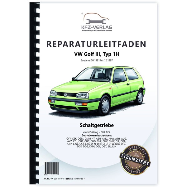 VW Golf 3 Typ 1H 1991-1997 4 Und 5 Gang Schaltgetriebe 020 02K Werkstatthandbuch-image