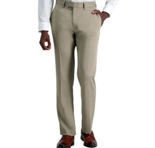 Haggar Men's Premium Comfort Dress Slim Fit Flat Front Pant Medium Khaki 32x32