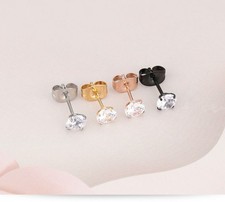 18K Rose Gold Filled Tarnish-Resistant 8mm Cubic Zirconia CZ Stud Post Earrings