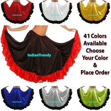 Designer Satin Skirt 12 Yard Flamenco Belly Dance Gypsy Tribal Ruffle Border
