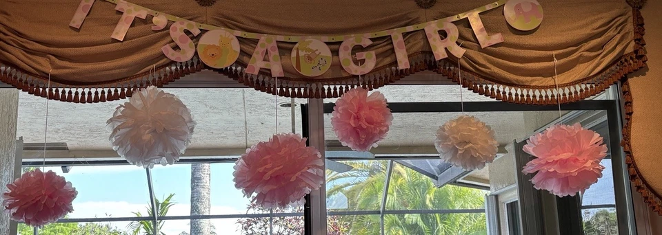 Papel de seda pompones decoración fiesta ROSA (juego 6) BABY ducha/sexo revelar Foto 3 de 4