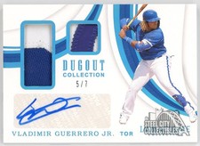 Vladimir Guerrero Jr. 2019 Panini Immaculate Dugout Rookie Dual Patch Auto 5/7