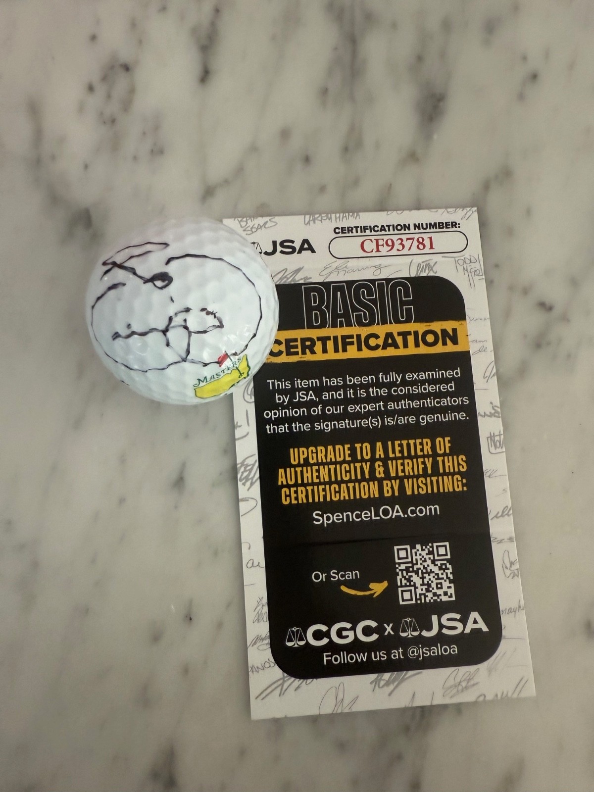 Jason Day Autographed Signed Masters Logo Golf Ball JSA COA PGA Titliest 