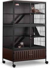 60" Metal Multi-Level Guinea Ferret Cage Cage with Wheels, Lockable Doors, Ramps