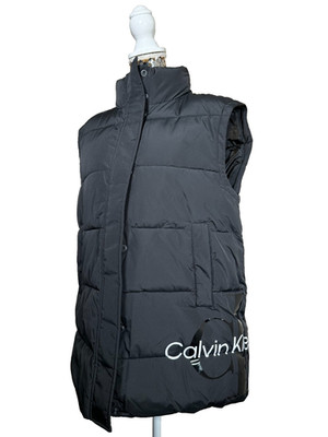 Calvin Klein Blown UP Long Vest Damen Weste Größe S in schwarz Outdoor Logo
