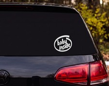 Baby Inside Oval Vinyl Decal Sticker Funny Car Window Bumper  New Parent Gift