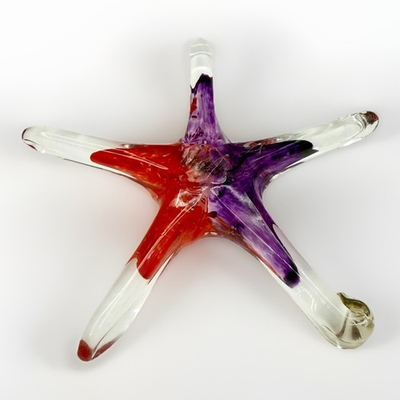 #ad #ad Luke Adams Signed Art Glass Starfish Red Purple Clear Hand Blown Sea Star 6quot; $42.74