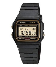 CASIO F-91WG-9 Digital Quartz Watch Black Gold