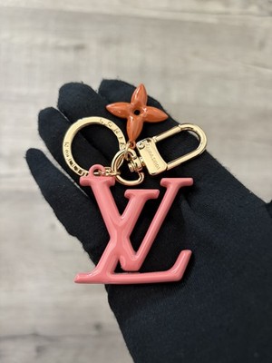 LOUIS VUITTON LV Pop Flower Large Pink Orange Keyring BagCharm Unisex Goldtone 