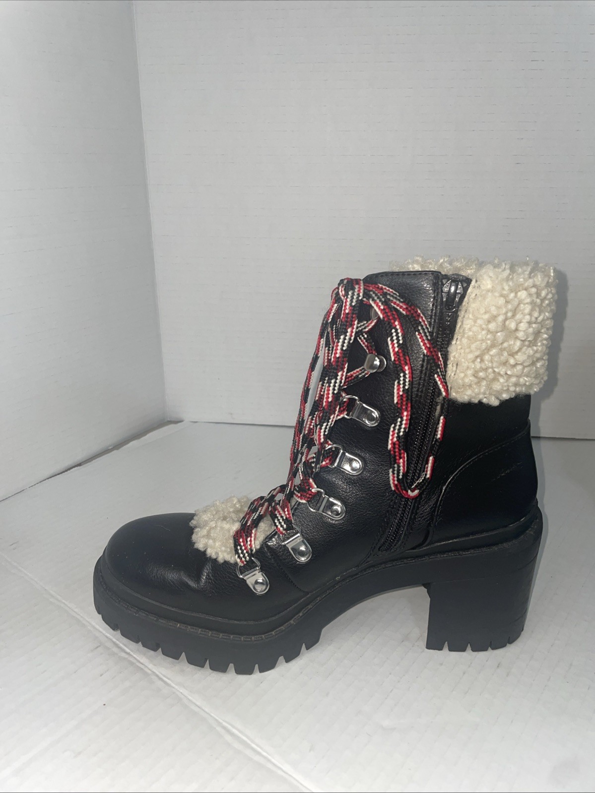 SAOLA Stivaletti filo universale donna 8 neri pelliccia sintetica stringati suola a strappo escursionista invernali