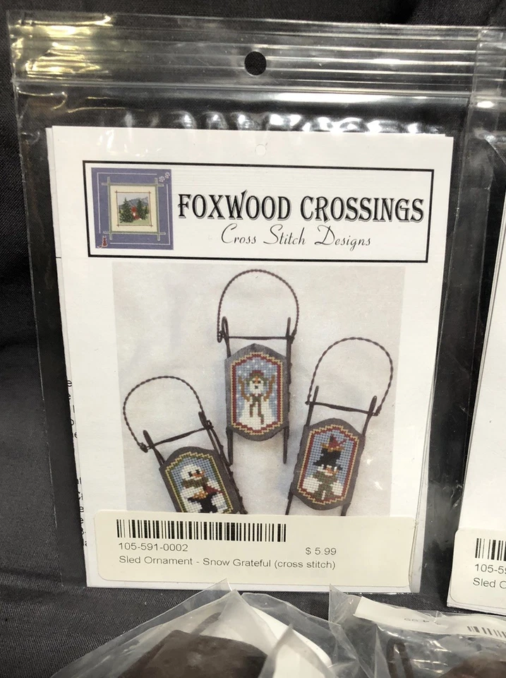 Lot of 2 - Foxwood Crossings Sled Ornament Counted Cross Stitch Charts & 4 Sleds - Image 2 of 4