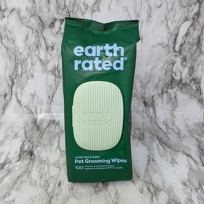 Earth Rated White Tea & Basil Pet Grooming Wipes Pack of 100