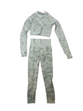 Gymshark Set Womens Small Green Camo Seamless Leggings Crop Top 2 Piece Workout