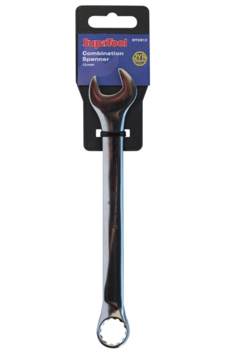 SupaTool Combination Spanner Fixed Head Open Ring Metric Polished Steel - 13mm
