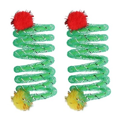 2Pcs Colorful Spring Tube Cats Toy Encourages Active Play Living Room or Garden