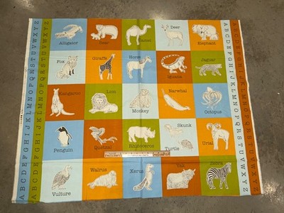 MODA Animal Park Fun 100% cotton fabric yard panel 36x44 ABC animals 20968 11
