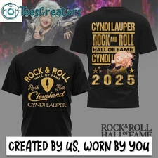 2 Sides Cyndi Lauper Rock And Roll Hall Of Fame 2025 Black Cotton Shirt TU50