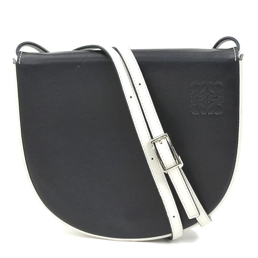 Loewe — Auth LOEWE Heel Bag Crossbody Shoulder Bag Black/White Leather - h31904i