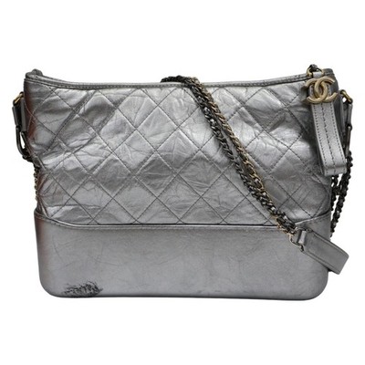 CHANEL Gabrielle Large Chain Shoulder Bag Calfskin Silver A93824