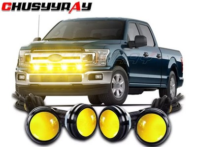 4x Amber Front Grille Bumper Grill LED Marker Lights For Nissan Frontier Titan