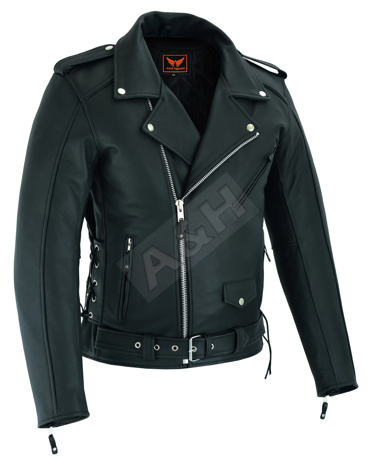 Mens Leather Motorcycle Top-Grain Buffalo Biker Jacket Genuine Zip Out Lining