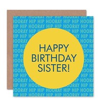 Hip Hurra Gelb Blau Alles Gute Zum Geburtstag Schwester Geburtstagskarte