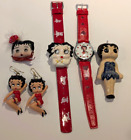 Vintage Betty Boop Jewelry Lot 2 Watches Earrings Brooch and Pendant w/Batteries