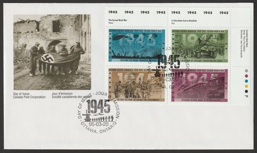 Canada #1544a, Second World War-1945, UR PB, Official First Day Cover, FDC 1995