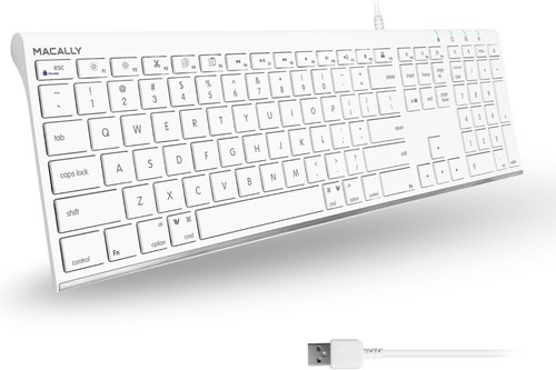 Macally Slim USB Wired Keyboard for comfortable Mac and Windows - Picture 2 of 3