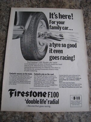 FIRESTONE F100 DOUBLE LIFE RADIALREIFEN 1968 WERBUNG A4 GRÖßE Datei 4