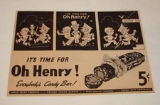 1938 OH HENRY candy cartoon ad ~ POLICEMAN AND BURGLER