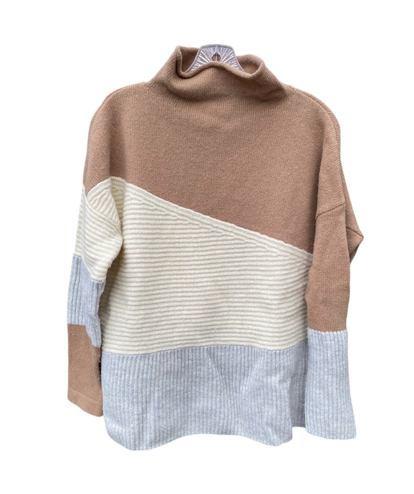 French Connection Womens White Patchwork Funnel-N… - image 2