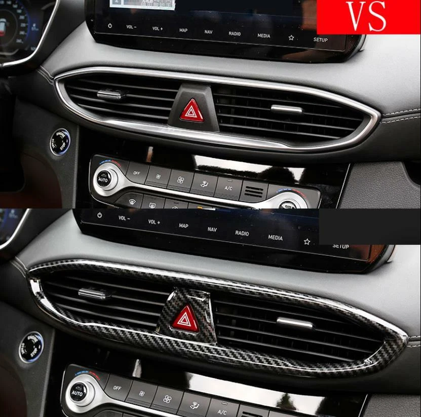 Cubierta de ventilación de salida de aire central de fibra de carbono para Hyundai Santa Fe 2019-2022 Foto 2 de 4