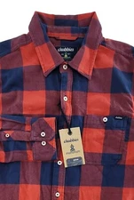 Chubbies Long Sleeve The Slumberjack Plaid Flannel Shirt MENS NAVY RED SIZE M