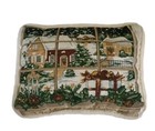 Christmas Tapestry Throw Pillow Theme Faux Wool Back Cushion 