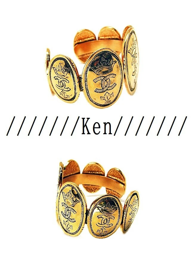 CHANEL Bracciale Bracciale AUTENTICO Coco CC Catena Oro Vintage Raro 26 Medaglia Moneta Corona