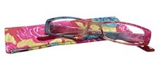 Calabria 746 Tropical Hawaiian Print Reading Glasses w/Matching Case Pink 0.75