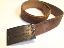 Vintage Budweiser Logo Metal Belt Buckle and Hand Stamped JIM Leather Belt