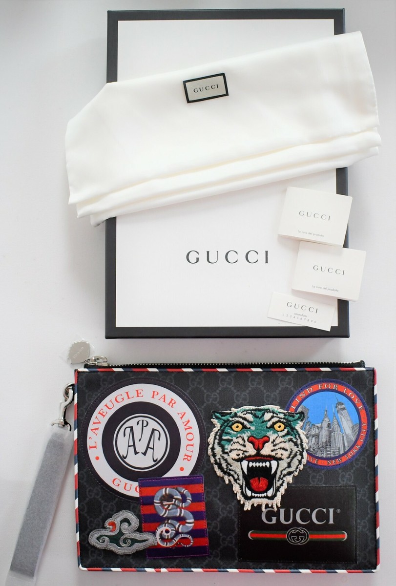 🆕️Auth GUCCI NIGHT COURRIER GG LOGO SUPREME ZIP POUCH HOLDER