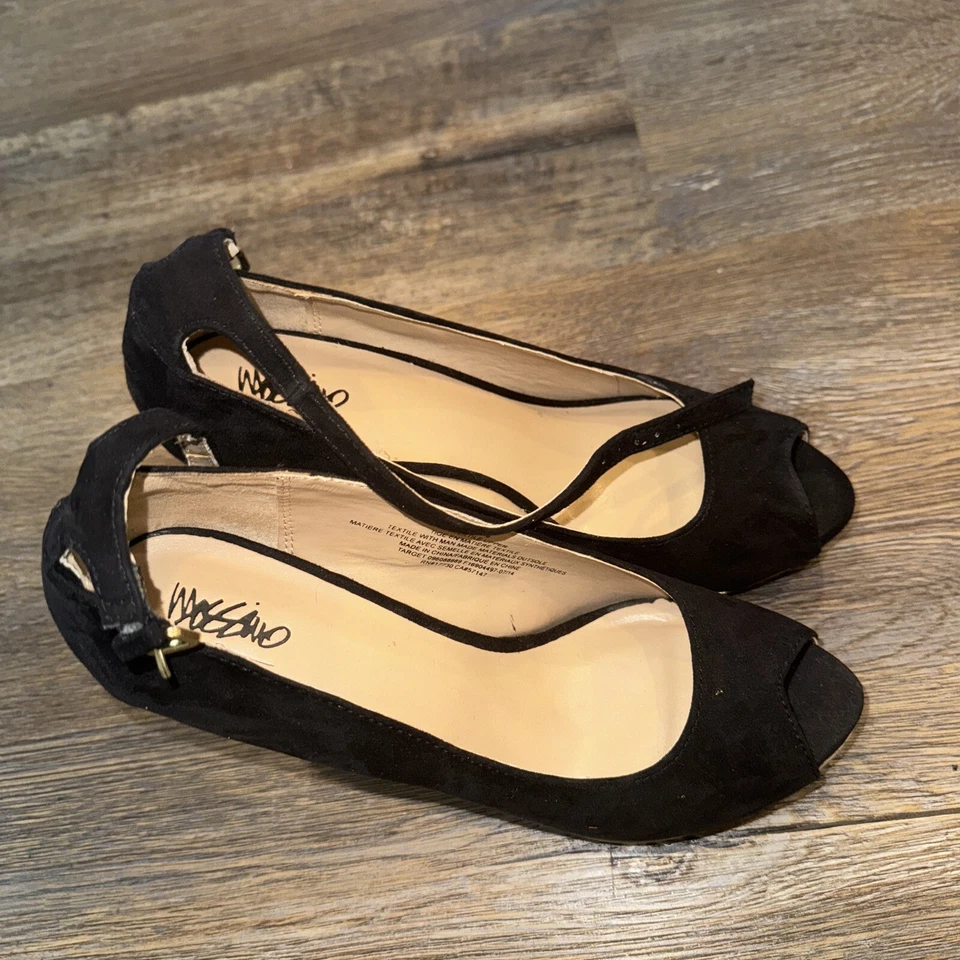 Mossimo Negro Imitación Gamuza Plataforma Cuña Tacones Sin Cordones Talla 7.5 Foto 3 de 4