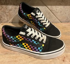 VANS Unisex Kids Sz 3 Off The Wall 500714 Black/Multi Check Sneakers PreOwned