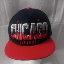 Chicago Illinois Spellout Snapback Hat Flat Bill Cotton Baseball Cap Red Black
