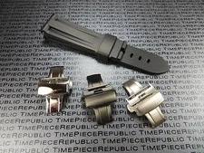 22mm Black Rubber Strap Diver Watch Band Deployment Buckle Set Seamaster Pilot R