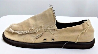 Tony Hawk Tan Loafers Slip-Ons Tony Hawk Beige Canvas Slip On Loafer With Raw Edge Shoes  main image 3