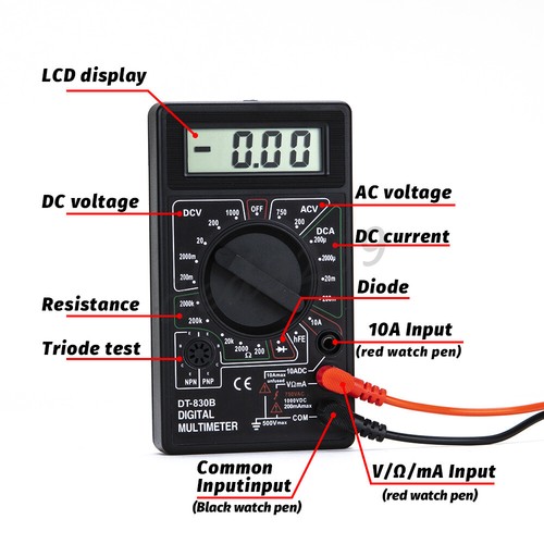 Digital LCD Voltmeter Amperemeter Ohmmeter AC/DC Tester Meter DT-830B - Bild 8 von 12