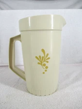 Tupperware Pitcher Beige With Push Button Tight Seal Lid 9.5" Height Vintage