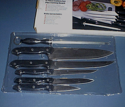 KUCHESTOLZ Stainless Steel 6-pc Knife Set and FERNANDA 16 Slot Wooden Block NEW! - Picture 4 of 6