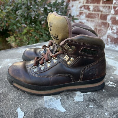 Timberland Euro Hiker Retro Brown Leather Rugged Lace Up Boots Sz 7M Women 95310 Timberland Euro Hiker Ankle Boots Womens Size 7.5 Brown  main image 4