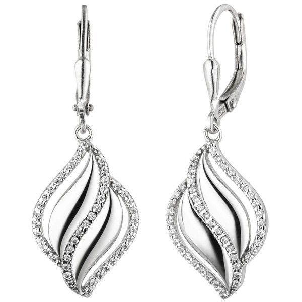 Ohrringe OhrhäNger Aus 925 Silber Mit 86 Zirkonia Boutons Ohrschmuck 36,9X13,1Mm-image