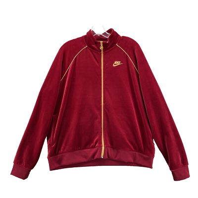 Nike Velour Track Jacket Mens XL Red Gold Retro Streetwear